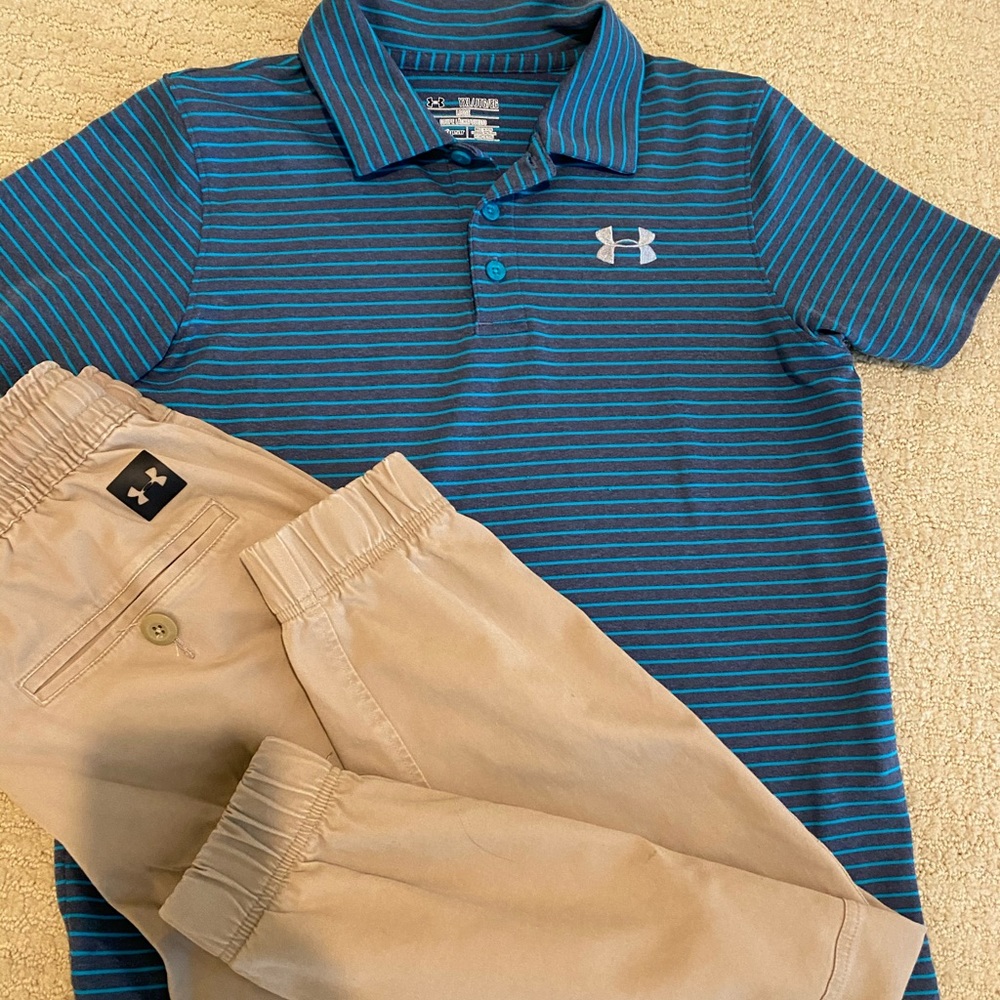 UA blue gray polo YXL